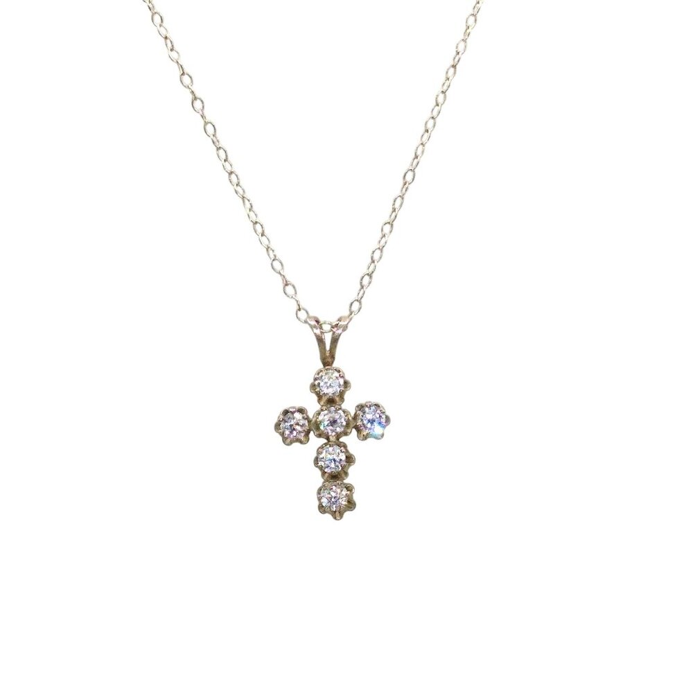 Sterling Silver CZ Cross Pendant on Delicate 925 Chain Necklace